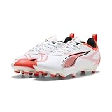 PUMA Unisex Kinder Ultra 5 Play Fg/Ag Jr Fussballschuh, Puma White Puma Black Glowing Red, 37 EU