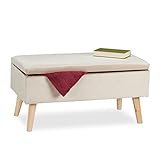 Relaxdays Sitzbank mit Stauraum, Samtbezug, 40 L, gepolstert, Holzbeine, Flur, 2er Truhenbank, 41 x...