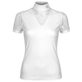 EQUESTRIAN QUEEN Damen Turniershirt mit Spitze & Strass – Atmungsaktives Reitshirt aus...