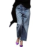 Generisch Jeans Damen Hoch taillierte Damen Capri Jeans mit weitem Bein Stretch Denim als Elegante...