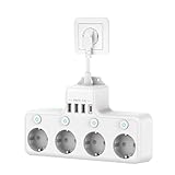 Multi Plug Outlet Extender Plug Splitter Adapter mit 4 USB Ports EU Power Spaced Strip Splitter...