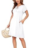 Sommerkleid Damen Knielang A-Linie Kleider T Shirt Kleid A-Linien Swingkleid Loose Jersey Dresses...