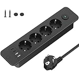 Steckdosenleiste USB, Versenkbare Steckdose Tischplatte Steckdose 4 Fach mit USB C...