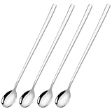 4 Stück 24 cm Langer Stiel Rührlöffel Edelstahl,Latte Macchiato Eislöffel Dessertlöffel Lang...