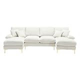 Modernes großes Chenille-Sofa in U-Form mit doppelten Liegesitzen für Wohnzimmer, Schlafzimmer,...