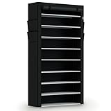 Juskys Schuhschrank L 9 Ebenen, Schuhregal geschlossen 45 Paar Schuhe, Stoff Bezug wasserabweisend,...