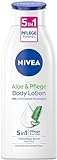 NIVEA Aloe & Pflege Body Lotion (400 ml), Körpercreme für trockene Haut mit 5in1 Pflege Formel und...