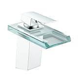 ZYNUHMO Wasserhahn Bad,Wasserfall Armatur Badezimmer Glas,Einhand-Waschtischarmatur,Chrome