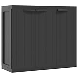 NIGISKAS Gartenschrank Aus PP, Schwarz, Abschließbar, Witterungsbeständig, Ideal Für Garten,...