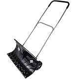 Agora-Tec® Schneeschieber mit Rädern 66 cm Mobile – fahrbarer Schneeräumer mit extra breitem...