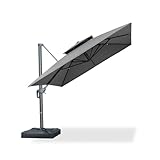 PURPLE LEAF Sonnenschirm 300 x 400 cm Ampelschirm Rechteckig mit Kurbel und Doppeldach, Gartenschirm...