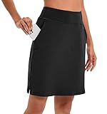 Timuspo Damen Activewear Knielanger Golfrock mit Innenhose Schwarz Tennisrock Sportrock Running...