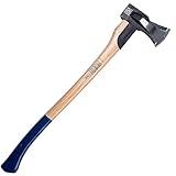 Germania Spaltaxt aus Hickoryholz - Spaltkopf 2000g Länge 74cm - Stiel aus Holz - mit Gummischutz...