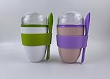 YogOn Müslibecher to go | 2er-Set | Joghurtbecher to go | Porridge Becher to Go | Mit Löffel |...