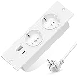 Versenkbare Steckdose 2 Fach, Einbau Steckdosenleiste mit USB, Einbausteckdose Mehrfachsteckdose,...