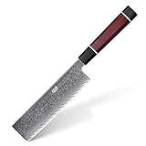 FINDKING 7-Zoll Japanisches Nakiri-Messer, Gerades Gem¨¹semesser, Rasiermesserscharfes Damast...