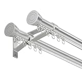 2-läufig Gardinenstange Mit Geräuscharmen Rollen | Vorhangstange Aus Aluminium Mit Halterung Und...