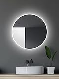Talos LED Badspiegel rund Ø 60 cm - Badezimmer Wandspiegel mit Beleuchtung - feuchtraumgeeignet...