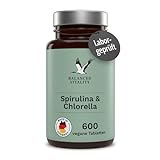 Spirulina und Chlorella 1600 mg - 600 vegane Presslinge für 2,5 Monate - Mikroalgen ohne...