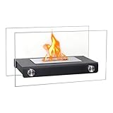 Tisch-Feuerschale – 35,6 cm (14 Zoll) Außenkamin | Glas Feuerstelle Garten – rechteckiger...