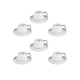 Karaca Saturn Gold Türkische Kaffeetassen, Mokkatassen-Set für 6 Personen, 12-teilig, Weißgold, 6...