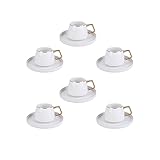 Karaca Saturn Gold Türkische Kaffeetassen, Mokkatassen-Set für 6 Personen, 12-teilig, Weißgold, 6...