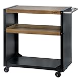 BBQ-Toro Grillwagen 95 x 50 x 90 cm | Schwarz mit Holzoptik | Grilltisch mit großer Arbeitsfläche...