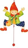 goki 53004 - Hampelfigur Junge aus Holz, Kinderspielklassiker, niedliches Motiv mit beweglicher...