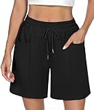 Demegimi Shorts Damen Bermuda Kurze Sporthose Knielang Sweatshorts Sommer Sport Shorts High Waist...