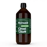 GreatVita Rizinusöl 1 Liter - 100% reines kaltgepresstes Öl, nativ Ph. Eur., Wimpern Serum,...