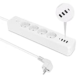 TNOMSNO Steckdosenleiste, 8-in-1 Steckdosenleiste mit 4 Steckdosen und 4 USB-Anschlüssen,...