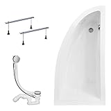 KOLMAN Badewanne PRAKTIKA Eckbadewanne 150x70 Rechts ohne Verkleidung, Ablaufgarnitur und Füßen...