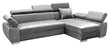 MEBLE-LUX - Ecksofa OTTO, Eckcouch mit Schlaffunktion, Federkern, Verstellbare Kopfstützen,...
