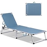 Homecall Sonnenliege Gartenliege Leicht Sonnenliege Klappbar Alu Liegestuhl Strandliege, 5 Fach...