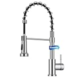 Exrenlly Küchenarmatur, Ausziehbare Commercial Spring Spültischarmatur, Einhebel Hochbogen...
