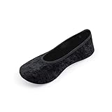 Ümit Babet Damen Ballerina Style Flat Hausschuhe ohne Schleife mit Reisebeutel (Schwarz 38)