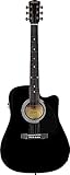 Fender SA-105CE, Dreadnought Cutaway, Elektro-Akustikgitarre, Schwarz