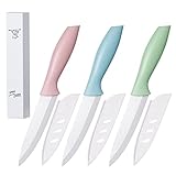 SUDUN 3-teiliges Keramikmesser-Set, 4-Zoll-Schälmesser-Fruchtmesser mit Mantelabdeckungen,...