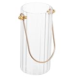 Cabilock Gestreifte Glasvase Transparentes Design mit Griff für Vielseitige Blumendekoration im...