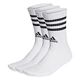 adidas Unisex 3 Stripes Crew Socken, White/Black, L / 43-45 EU