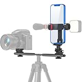 JUBORUI Handyhalterung Stativ, Dual DSLR Flash Camera Bracket mit 3 1/4' Kugelkopf & 4 Cold Shoes,...