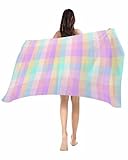 Mikrofaser Strandtuch Buntes Buffalo Plaid Klassisch Kariert Reisehandtuch Tragbares Weich Badetuch,...