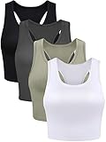 Geyoga Tanktop für Damen, Trainings-Oberteil, einfach, Crop-Top, ärmellos, Racerback, für Sport,...