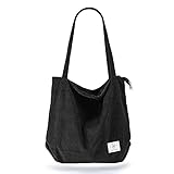 KALIDI cord Tasche Damen Umhängetasche mit Reißverschluss,Groß Shopper Tasche Tote Bag Handtasche...