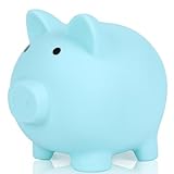 H&W Mini Blaues Sparschwein,Unzerbrechliches Sparschwein für Kinder,Niedliche...