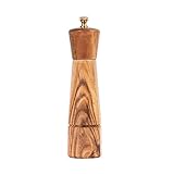 DeroTeno Salzmühle, Salz mühle mit verstellbarem Keramik-Mahlkern, Akazienholz, 22 cm Höhe, Boden...