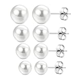 Visxcnu 4 Paar Süßwasserperlen Ohrringe Echt 925 Silber Perlenohrringe Stecker Weiß...