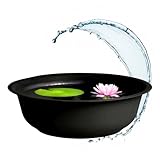 Spetebo Mini Gartenteich rund schwarz - 40 cm - Garten Deko Metall Blumenschale klein - Zierteich...