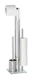 WENKO Stand WC-Garnitur Rivalta Edelstahl Matt - WC-Bürstenhalter, Edelstahl rostfrei, 18 x 70 x 23...