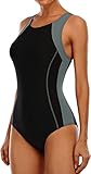 Attraco Damen Einteilige Badeanzug Push Up Bauchweg Bademode Swimsuit Sexy Sport Schwimmanzug Slim...